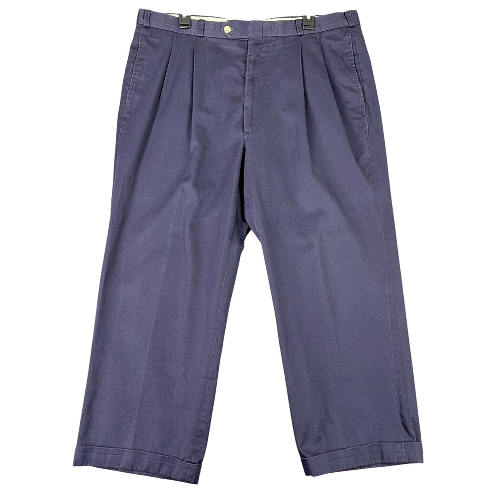Berle Tailored Pleated Trousers Cuffed Hem Business Casual Mens 38x26‎